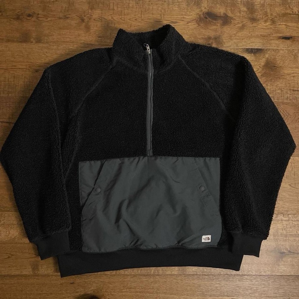 The North Face Ridge Pile Sherpa Fleece Jacket Mens XL Black Gorpcore 1/4 Zip